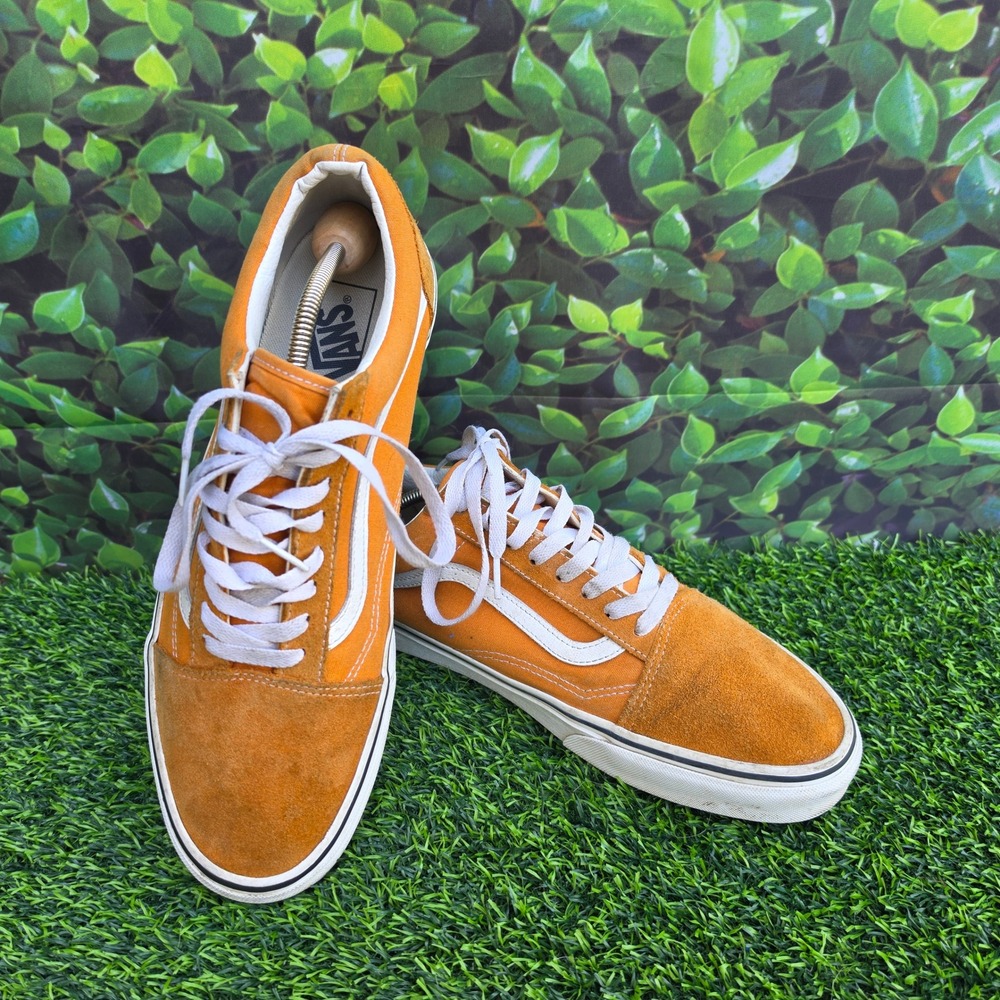 Vans Old Skool Orange Suede Canvas Skate Shoes Mens 12 Low Top Sneakers 508731